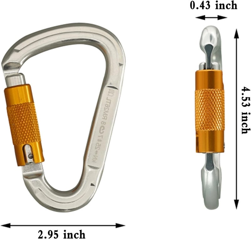 SOB Auto Locking Climbing Carabiner Clips,Heavy Duty Asymmetrical Carabiner Connector Used for Rappelling Gear Rescue Outdoor Projects Dog Leash - Image 3